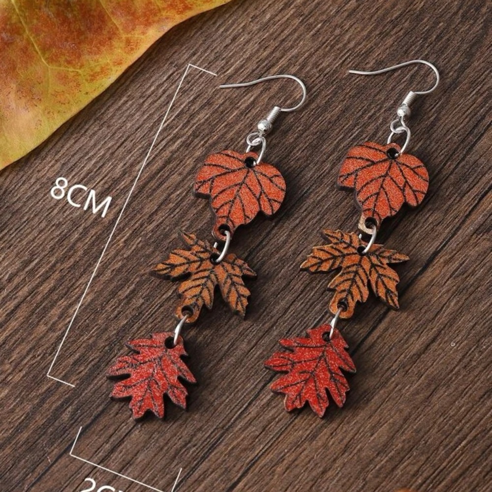 Dangle leaf earrings - Picture 3 of 4